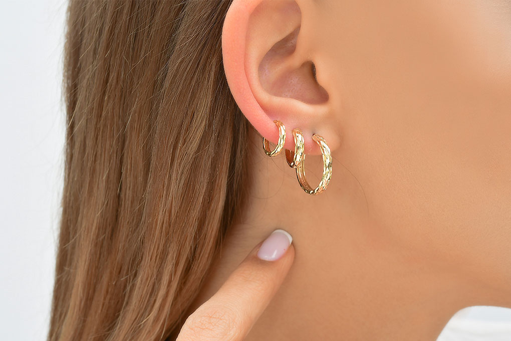 Quyumcu - 14K Gold Hoop Earring - Single (1) Quyumcu - 14K Gold Hoop Earring - Single (1)