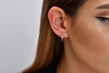 Quyumcu - 14K Gold Hoop Earring - Single (1) Quyumcu - 14K Gold Hoop Earring - Single (1)