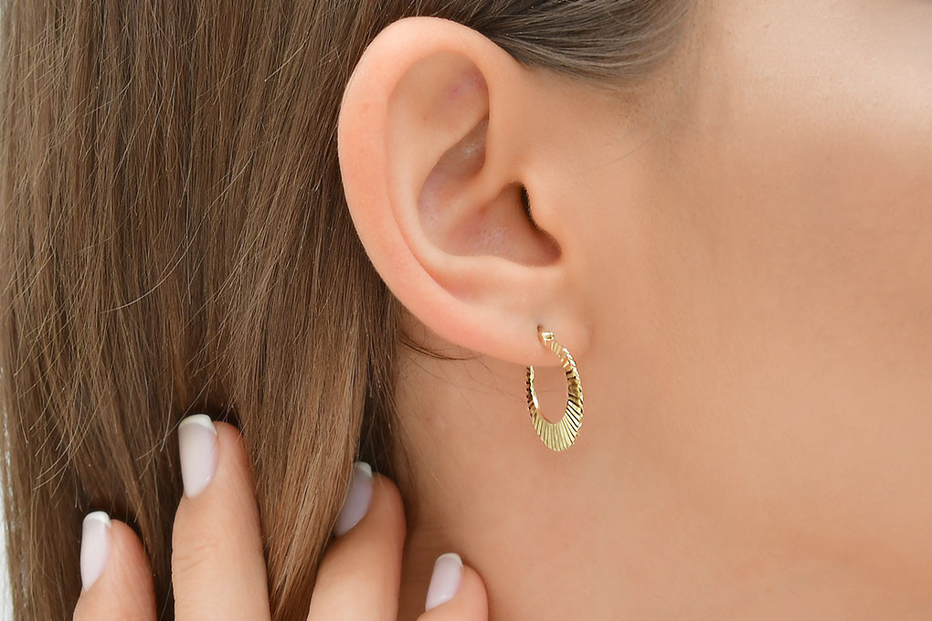 Quyumcu - 14K Gold Hoop Earring - Single (1) Quyumcu - 14K Gold Hoop Earring - Single (1)