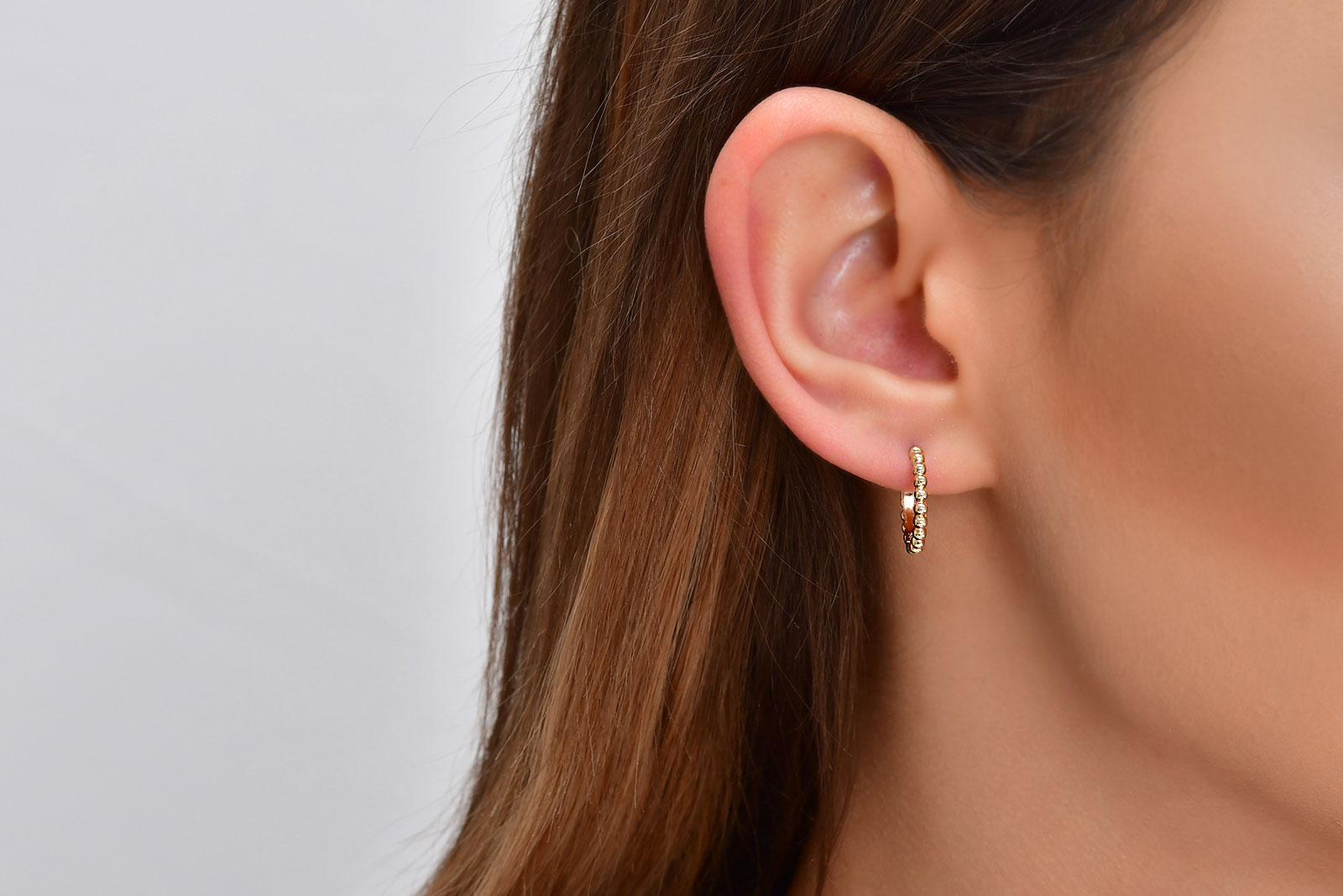 Quyumcu - 14K Gold Hoop Earring - Single (1) Quyumcu - 14K Gold Hoop Earring - Single (1)