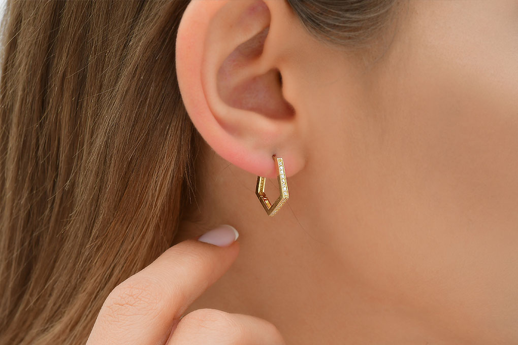 Quyumcu - 14K Gold Hoop Earring - Single (1) Quyumcu - 14K Gold Hoop Earring - Single (1)