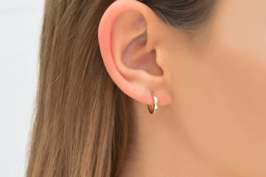 Quyumcu - 14K Gold Hoop Earring - Single (1) Quyumcu - 14K Gold Hoop Earring - Single (1)