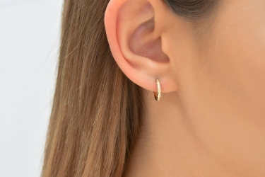 Quyumcu - 14K Gold Hoop Earring - Single (1) Quyumcu - 14K Gold Hoop Earring - Single (1)