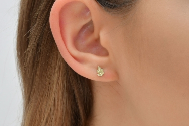 Quyumcu - 14K Gold Leaf Earrings (1)