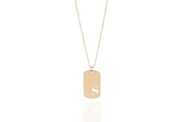 Quyumcu - 14K Gold Letter Plate Necklace Quyumcu - 14K Gold Letter Plate Necklace