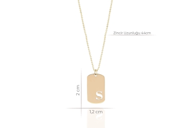 Quyumcu - 14K Gold Letter Plate Necklace (1) Quyumcu - 14K Gold Letter Plate Necklace (1)