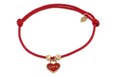 Quyumcu - 14K Gold Love Red Cord Bracelet (1) Quyumcu - 14K Gold Love Red Cord Bracelet (1)