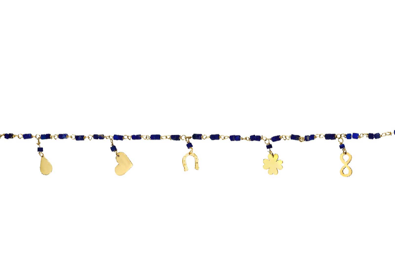 Quyumcu - 14K Gold Lucky Bracelet with Lapis Stone (1) Quyumcu - 14K Gold Lucky Bracelet with Lapis Stone (1)