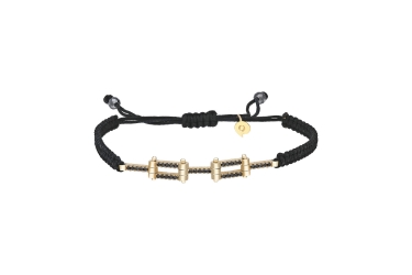 Quyumcu - 14K Gold Men's Black Cord Bracelet Quyumcu - 14K Gold Men's Black Cord Bracelet