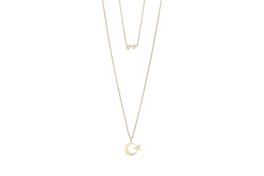 Quyumcu - 14K Gold Moon and Star Necklace Quyumcu - 14K Gold Moon and Star Necklace