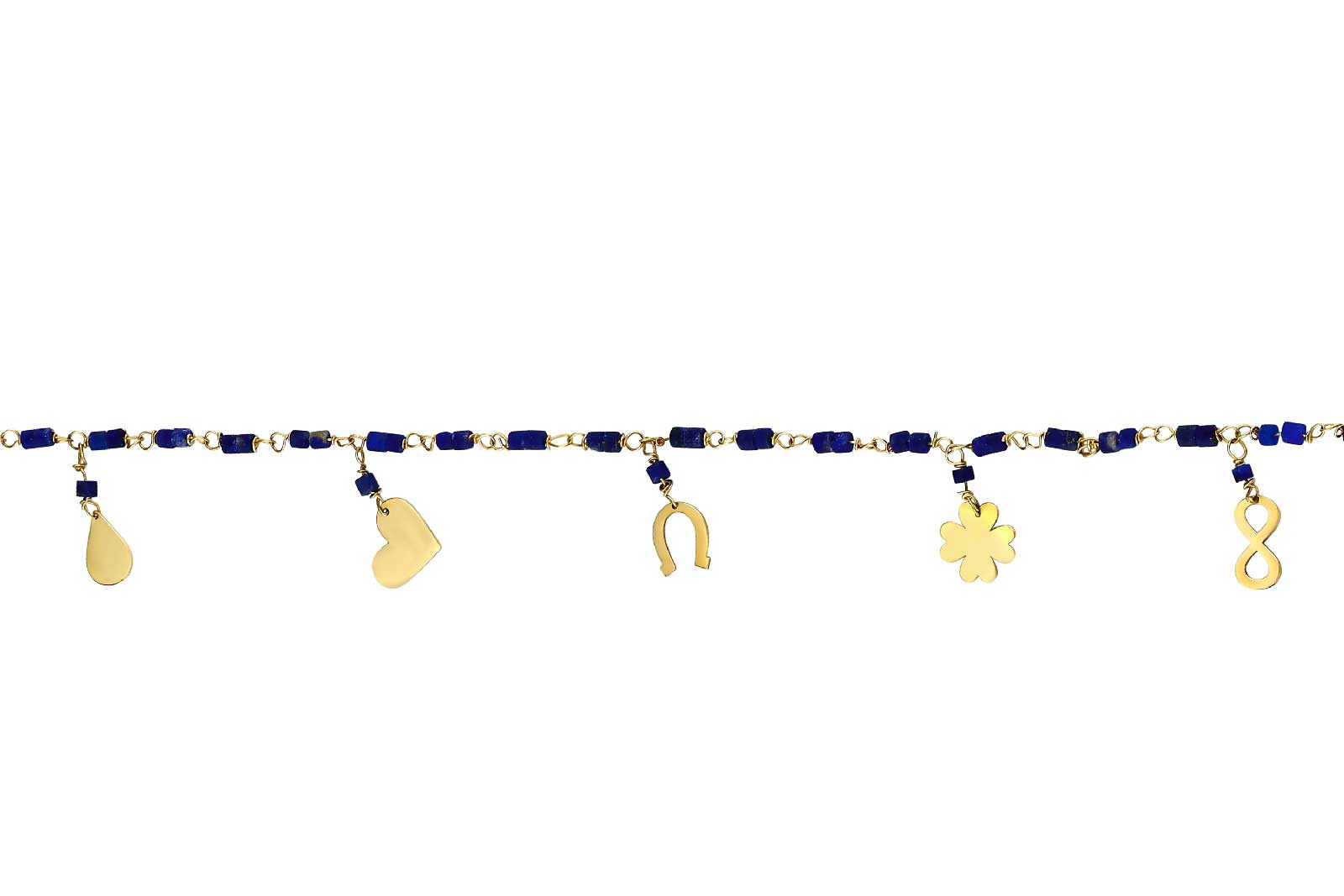 Quyumcu - 14K Gold Navy Blue Bead Anklet (1) Quyumcu - 14K Gold Navy Blue Bead Anklet (1)