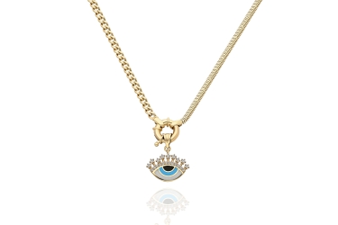 Quyumcu - 14K Gold Necklace with Eye Charm Quyumcu - 14K Gold Necklace with Eye Charm