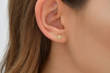 Quyumcu - 14K Gold North Star Earrings (1) Quyumcu - 14K Gold North Star Earrings (1)