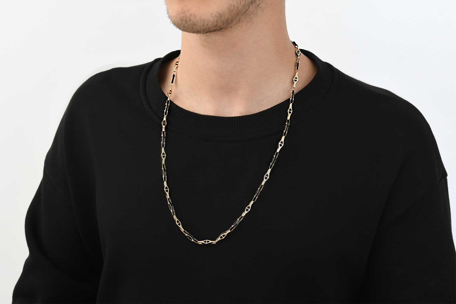 Quyumcu - 14K Gold Onyx Men's Necklace Quyumcu - 14K Gold Onyx Men's Necklace