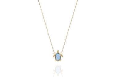 Quyumcu - 14K Gold Opalite Stone Turtle Necklace Quyumcu - 14K Gold Opalite Stone Turtle Necklace
