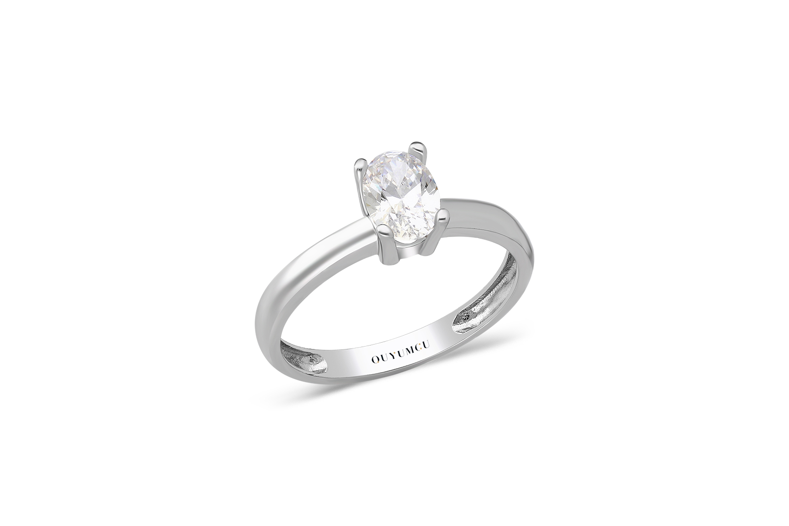Quyumcu - 14K Gold Oval Solitaire Ring Quyumcu - 14K Gold Oval Solitaire Ring