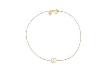 Quyumcu - 14K Gold Peace Symbol Bracelet Quyumcu - 14K Gold Peace Symbol Bracelet