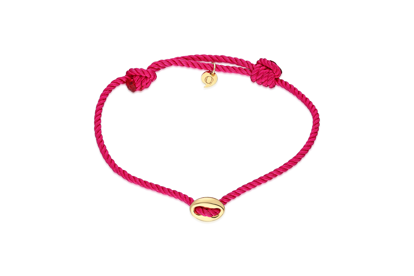 Quyumcu - 14K Gold Pink Cord Bracelet Quyumcu - 14K Gold Pink Cord Bracelet