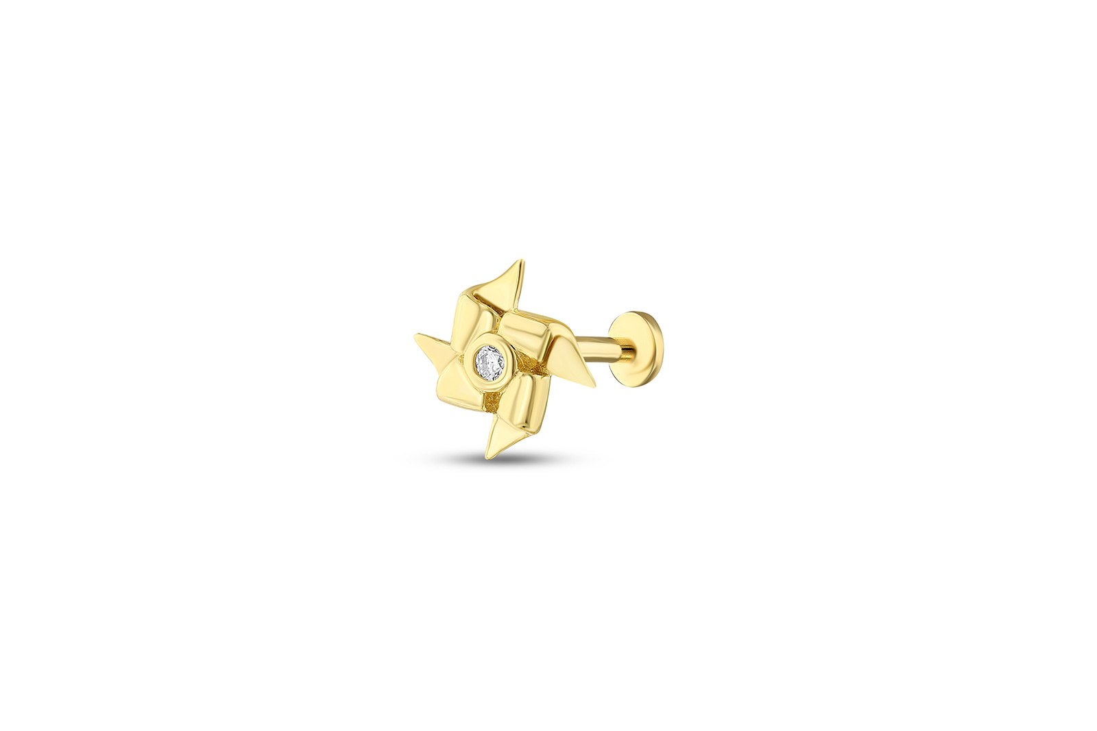 Quyumcu - 14K Gold Pinwheel Tragus Earring Quyumcu - 14K Gold Pinwheel Tragus Earring