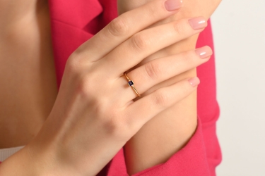 Quyumcu - 14K Gold Purple Solitaire Ring Quyumcu - 14K Gold Purple Solitaire Ring