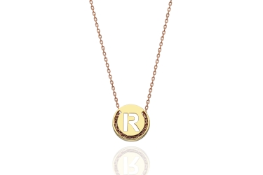 Quyumcu - 14K Gold R Letter Necklace Quyumcu - 14K Gold R Letter Necklace