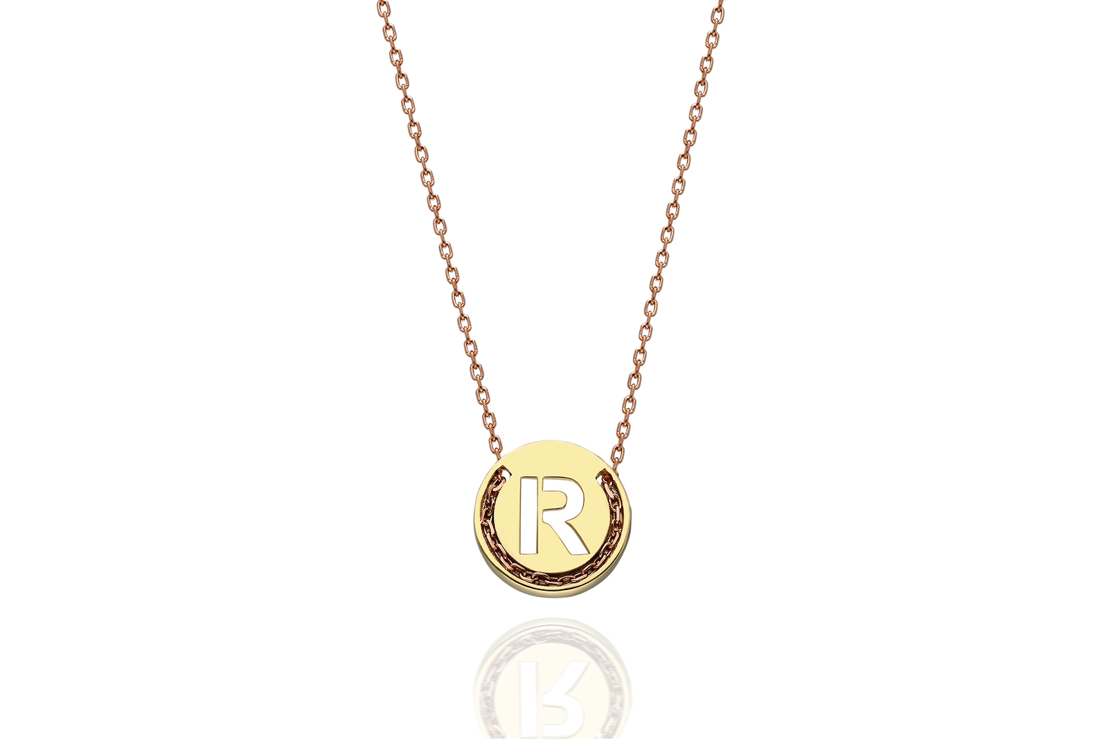 Quyumcu - 14K Gold R Letter Necklace