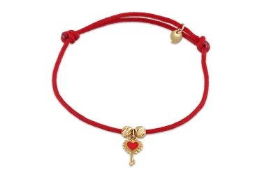 Quyumcu - 14K Gold Red Cord Bracelet with Key Figure (1) Quyumcu - 14K Gold Red Cord Bracelet with Key Figure (1)