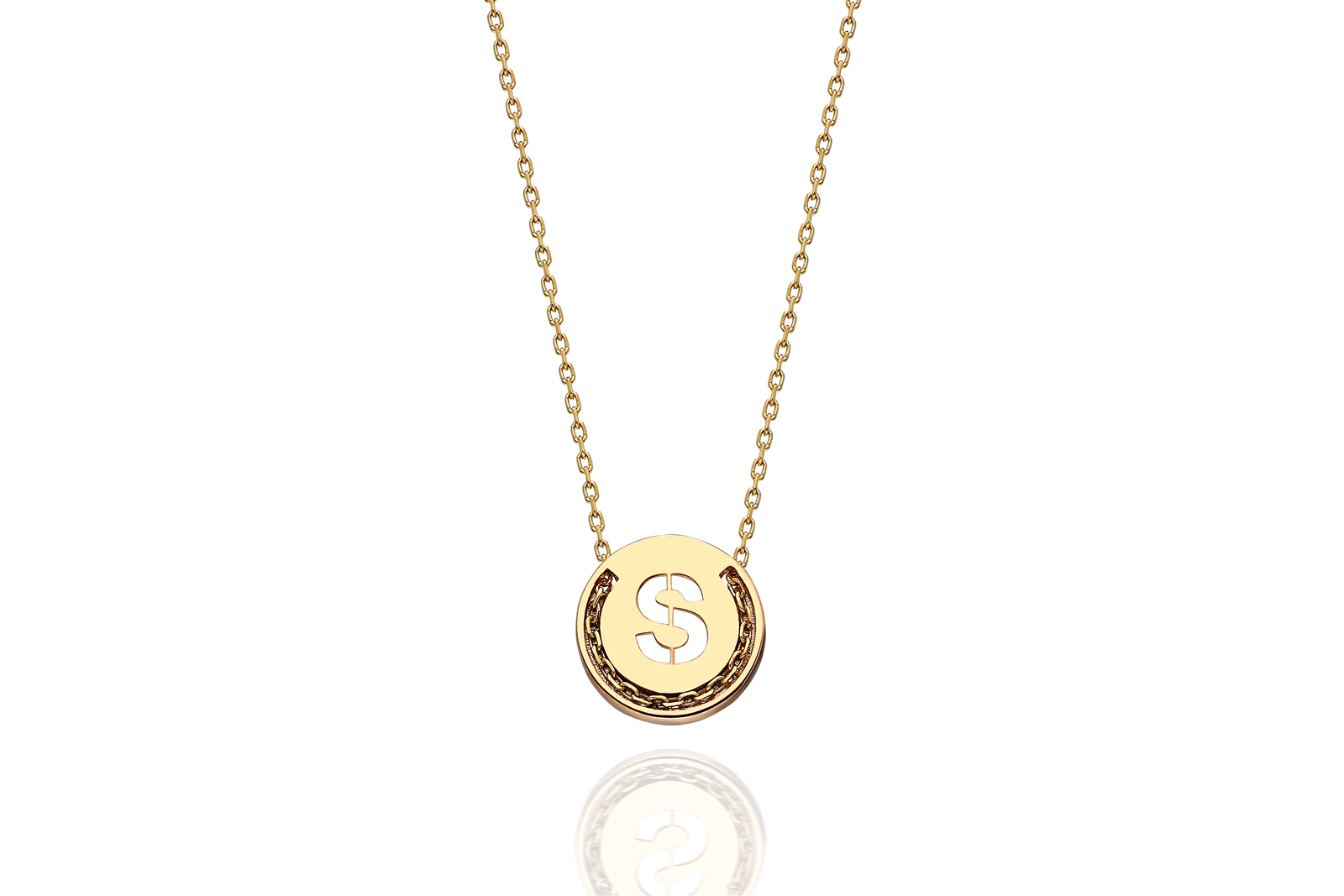 Quyumcu - 14K Gold S Letter Necklace