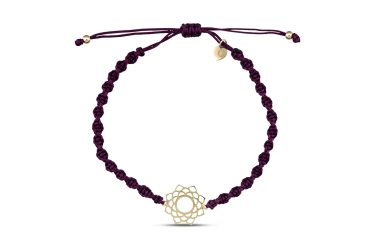 Quyumcu - 14K Gold Solar Crown Chakra Purple Cord Bracelet Quyumcu - 14K Gold Solar Crown Chakra Purple Cord Bracelet