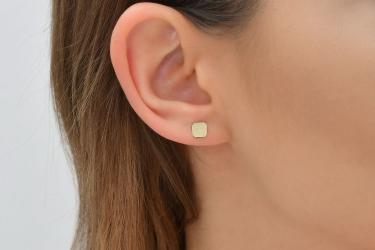 Quyumcu - 14K Gold Square Earrings (1) Quyumcu - 14K Gold Square Earrings (1)