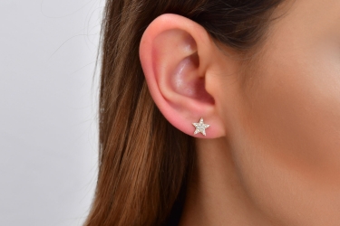 Quyumcu - 14K Gold Star Earring - Single Stud