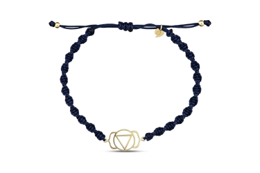 Quyumcu - 14K Gold Third Eye Chakra Blue Cord Bracelet Quyumcu - 14K Gold Third Eye Chakra Blue Cord Bracelet